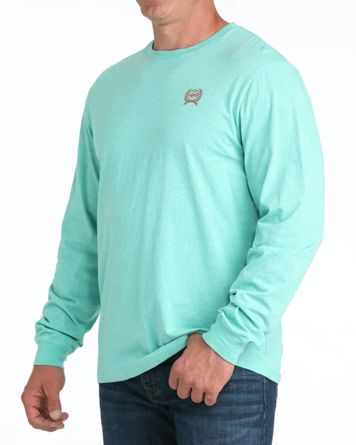 Cinch Men's Long Sleeve Graphic Tee- Turquoise Bronc