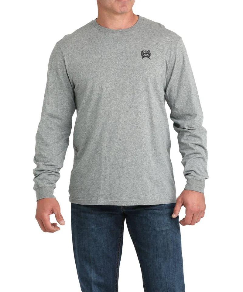 Cinch Men's Gray Dog Long Sleeve T- Shirt