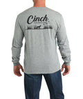 Cinch Men's Gray Dog Long Sleeve T- Shirt