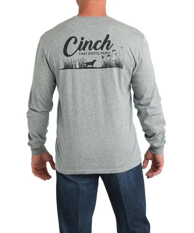 Cinch Men's Gray Dog Long Sleeve T- Shirt