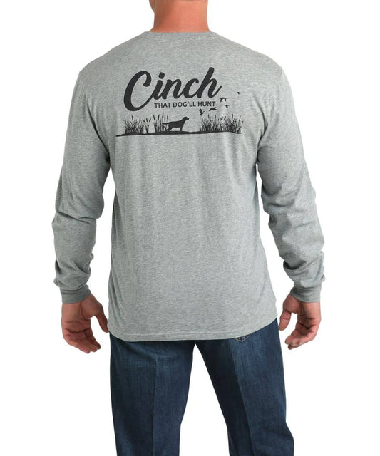 Cinch Men's Gray Dog Long Sleeve T- Shirt