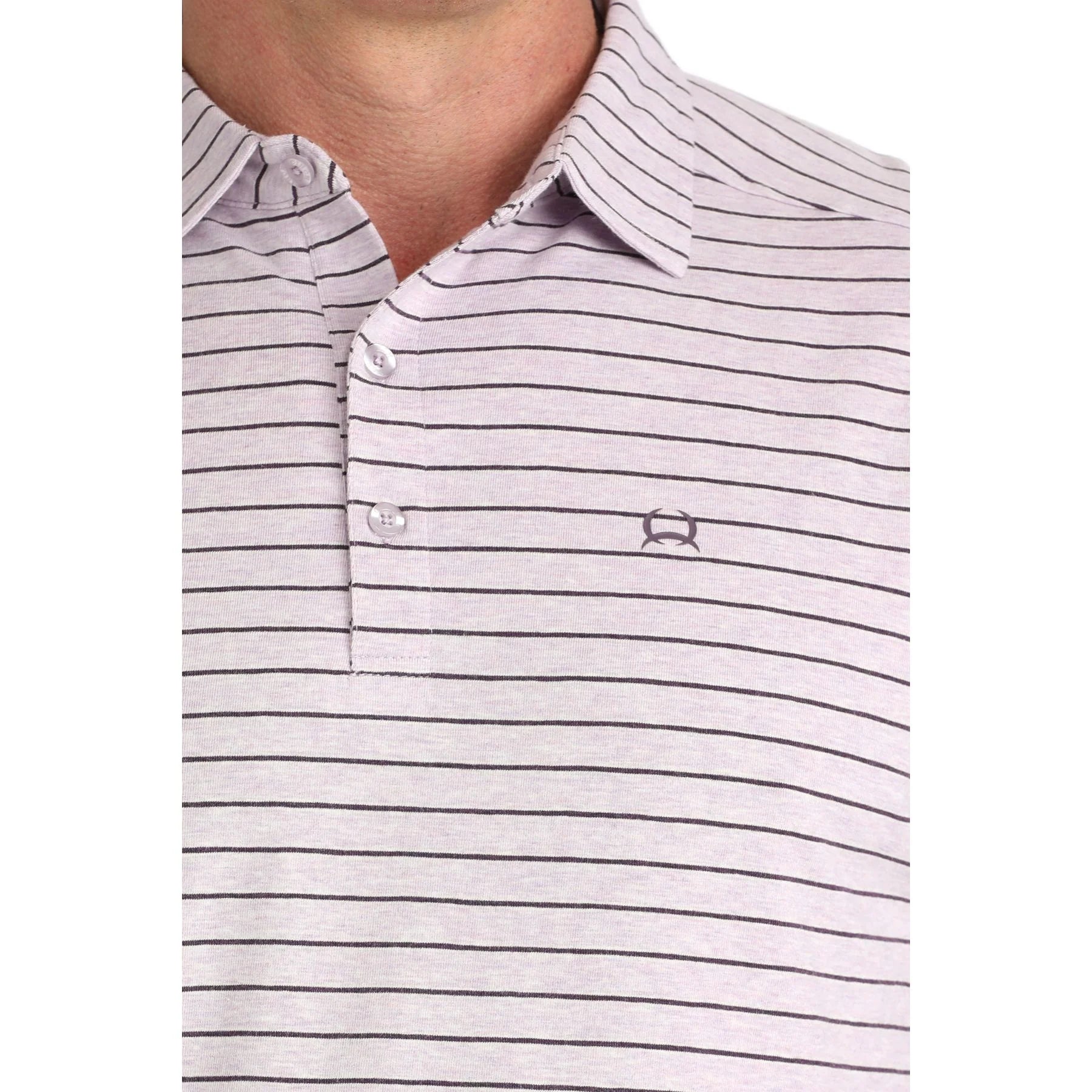 CINCH Mens Lilac Striped Short Sleeve Polo