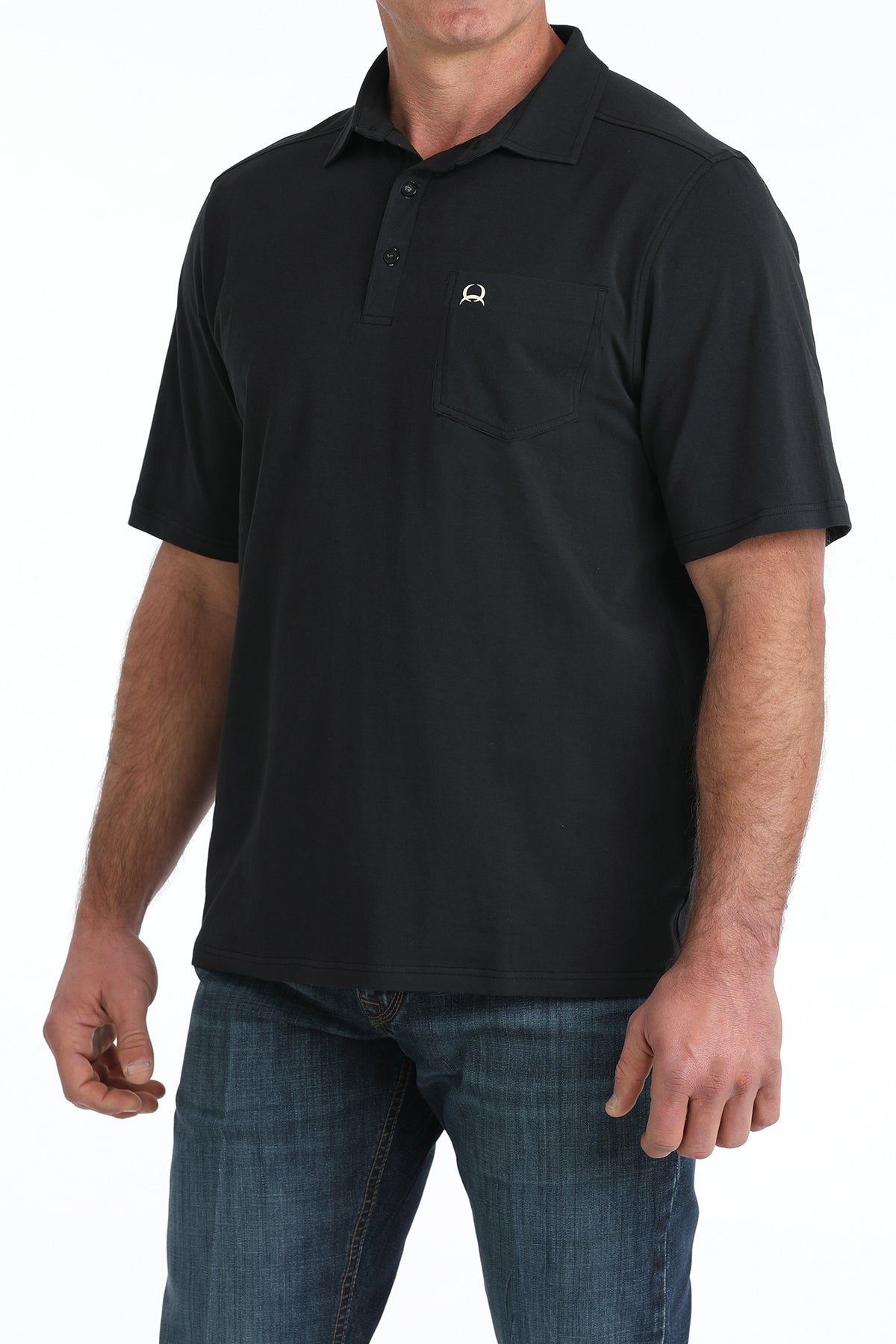 CINCH Mens Short Sleeve Black Arenaflex Polo