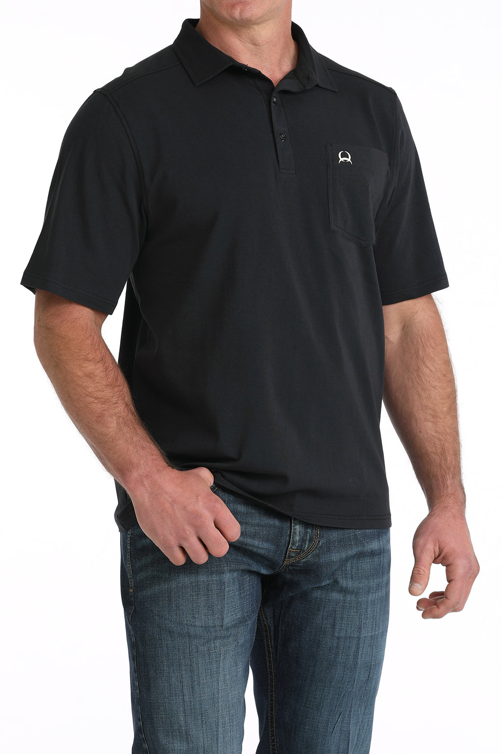 CINCH Mens Short Sleeve Black Arenaflex Polo