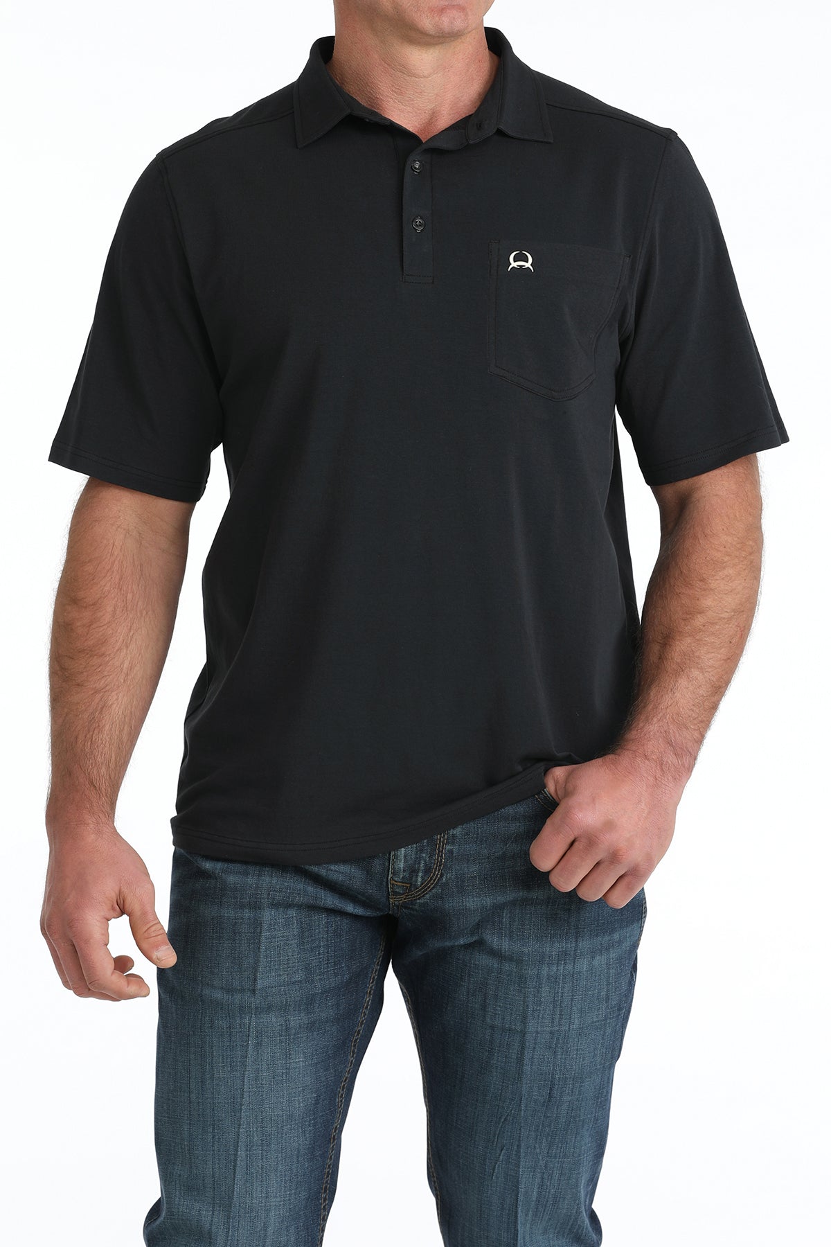 CINCH Mens Short Sleeve Black Arenaflex Polo