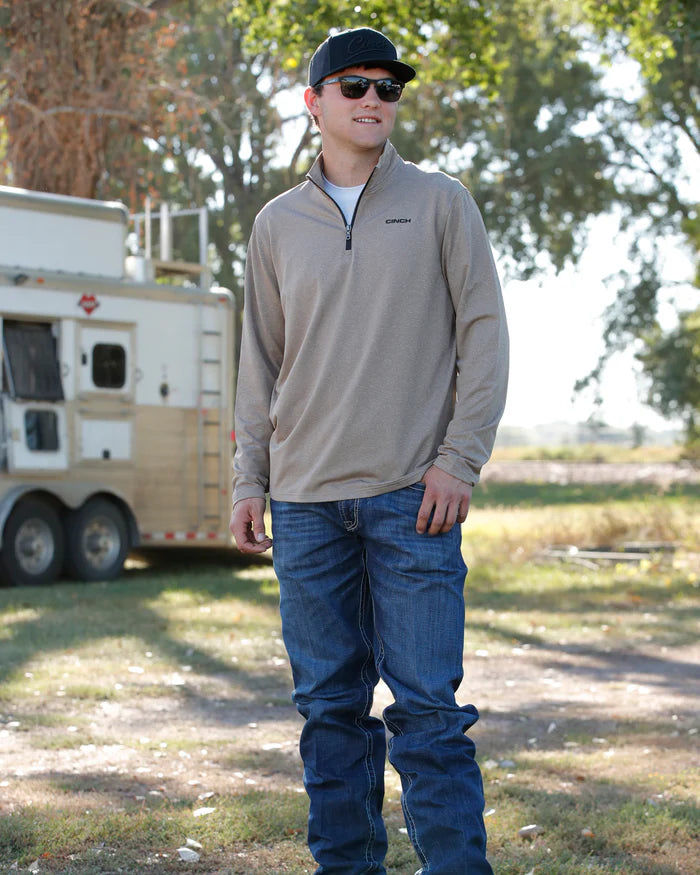 Cinch Men's Arenaflex® 1/4 Zip Pullover- Stone