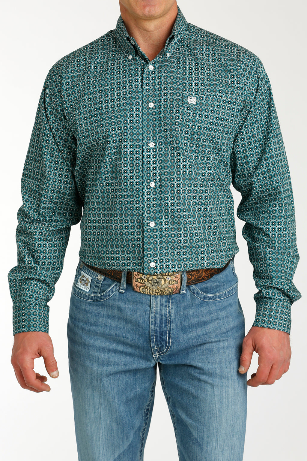Cinch Men's Geo Print Long Sleeve Button-Down Western Shirt