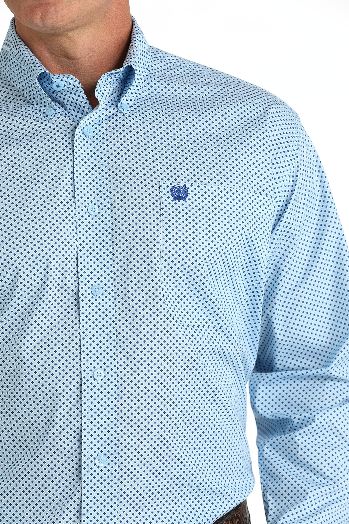 Cinch Men's Royal Blue & Light Blue Geo Print Long Sleeve Western Shirt