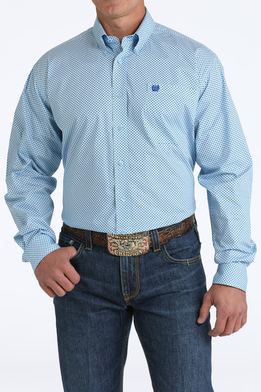 Cinch Men's Royal Blue & Light Blue Geo Print Long Sleeve Western Shirt