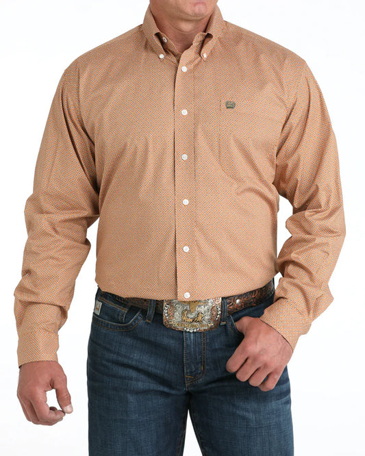 Cinch Men's Classic Fit Button Down Western Shirt- Brown Print