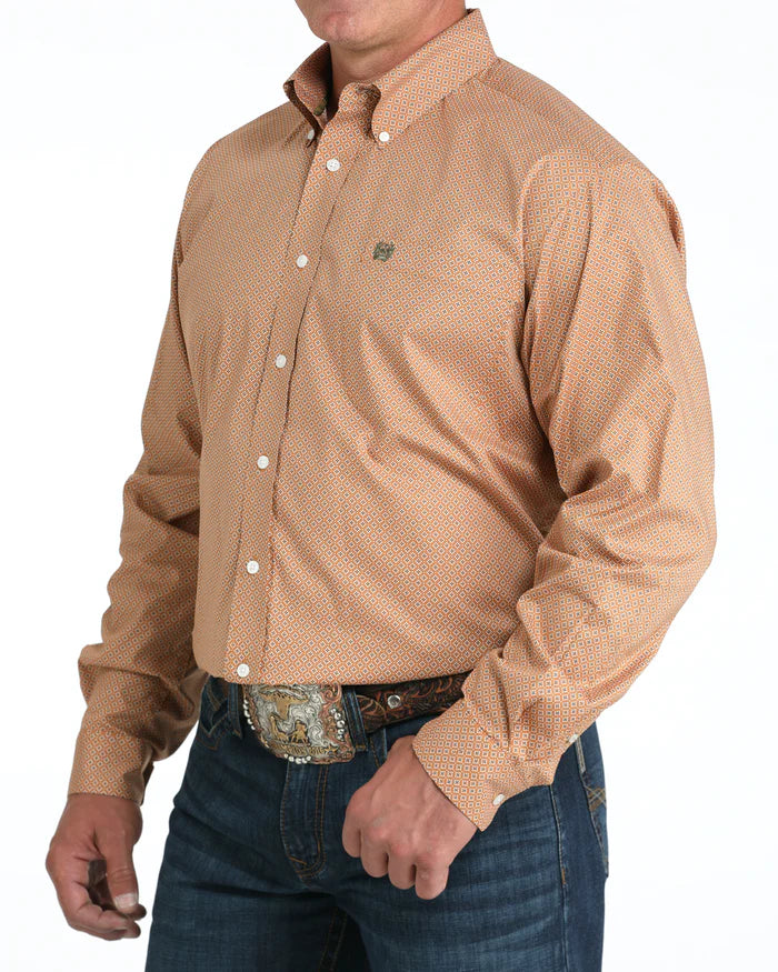 Cinch Men's Classic Fit Button Down Western Shirt- Brown Print
