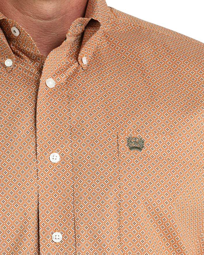 Cinch Men's Classic Fit Button Down Western Shirt- Brown Print