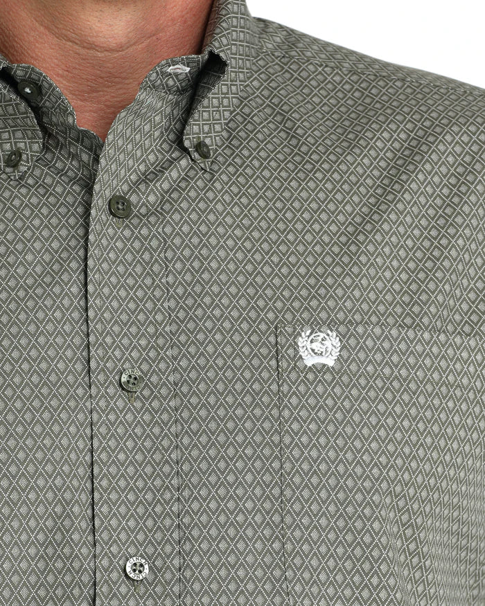 Cinch Men’s Classic Fit Button Down Western Shirt- Olive Print