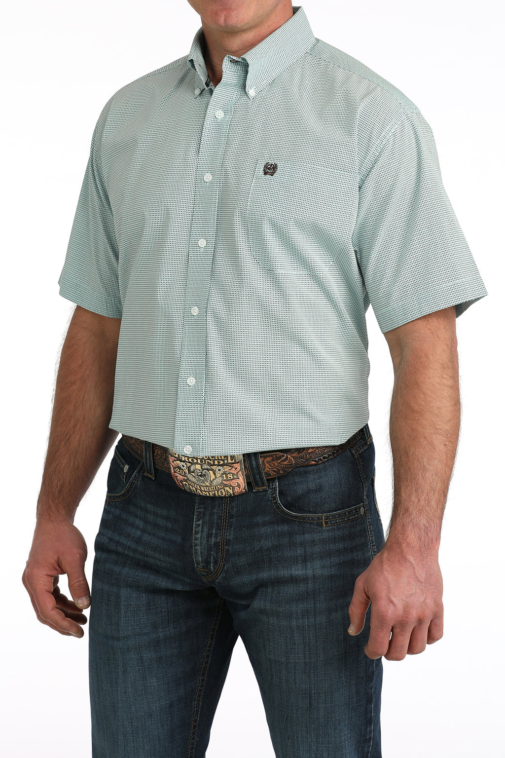 CINCH Men's Blue Classic Fit Button-Down Western Shirt