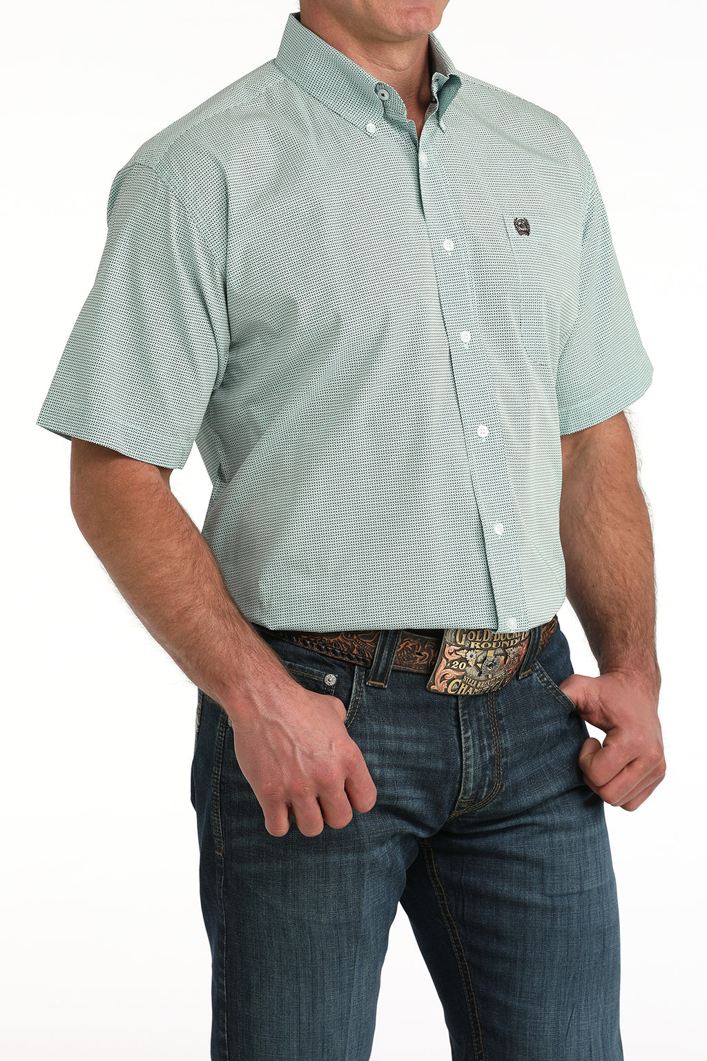CINCH Men's Blue Classic Fit Button-Down Western Shirt