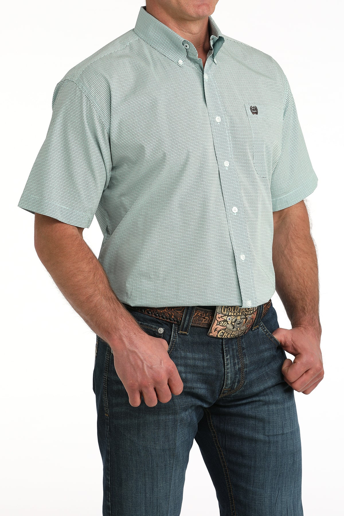 CINCH Men's Blue Classic Fit Button-Down Western Shirt