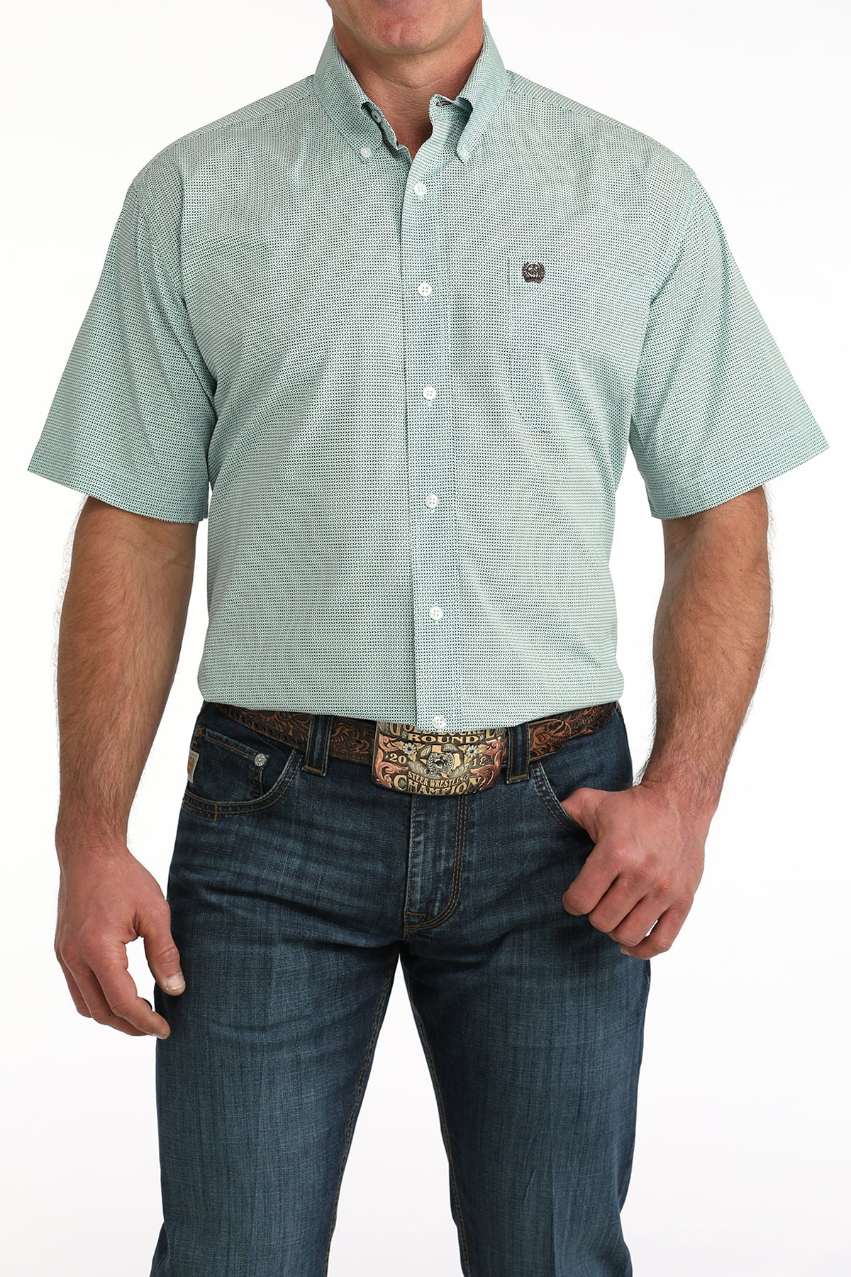 CINCH Men's Blue Classic Fit Button-Down Western Shirt