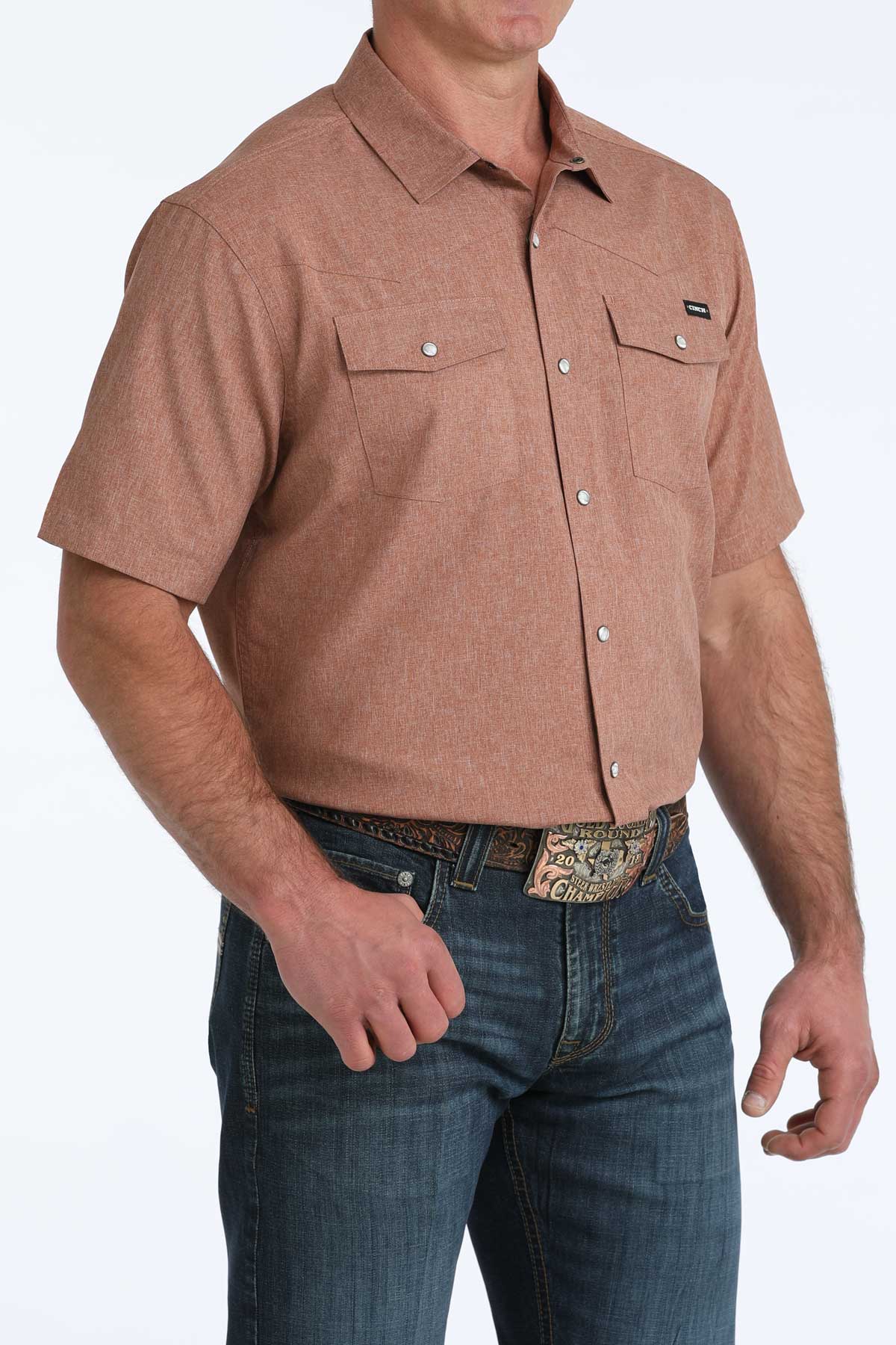 CINCH Brown Short Sleeve Camp Shirt