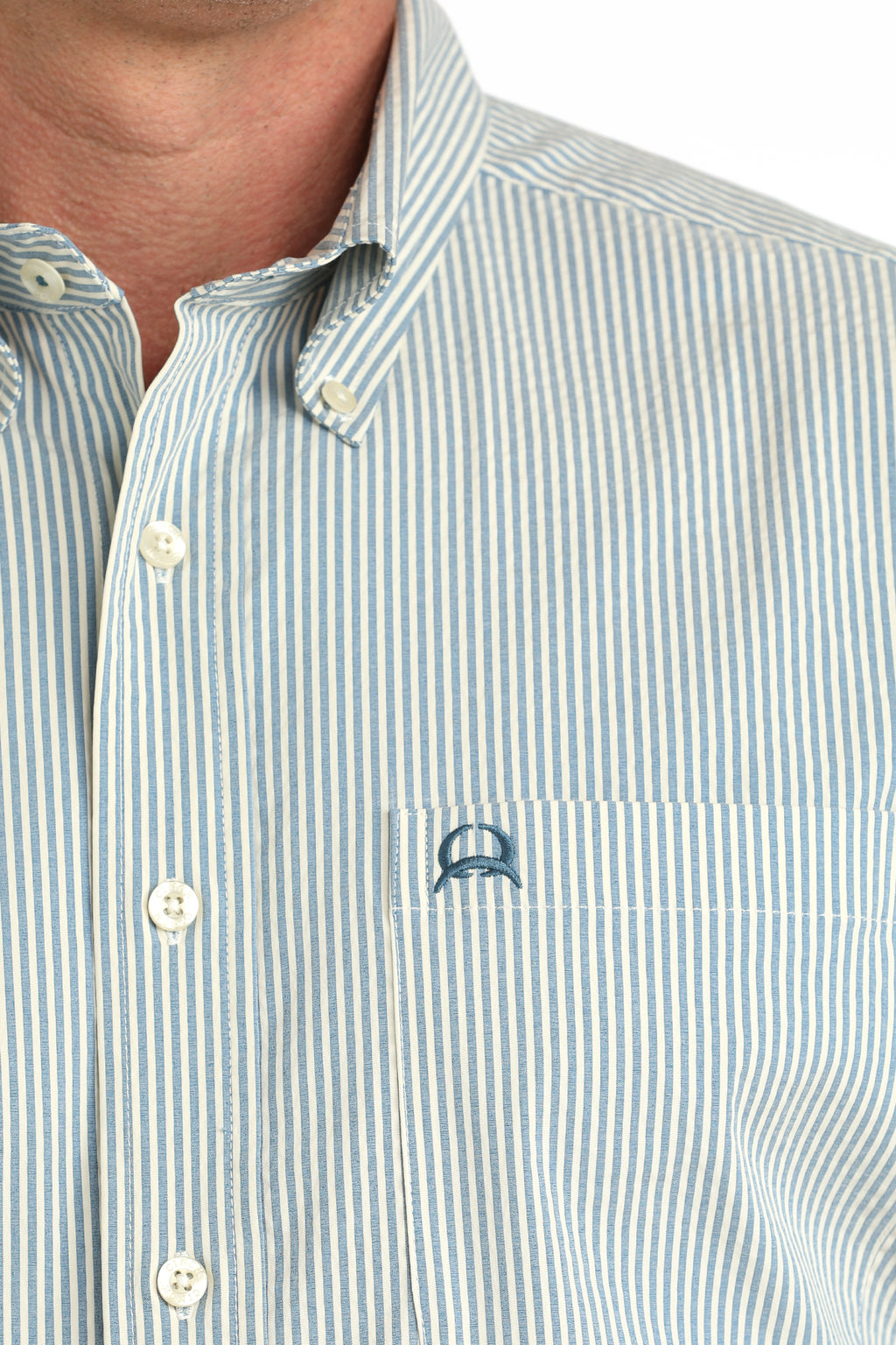 CINCH Mens Short Sleeve Blue Striped Arenaflex