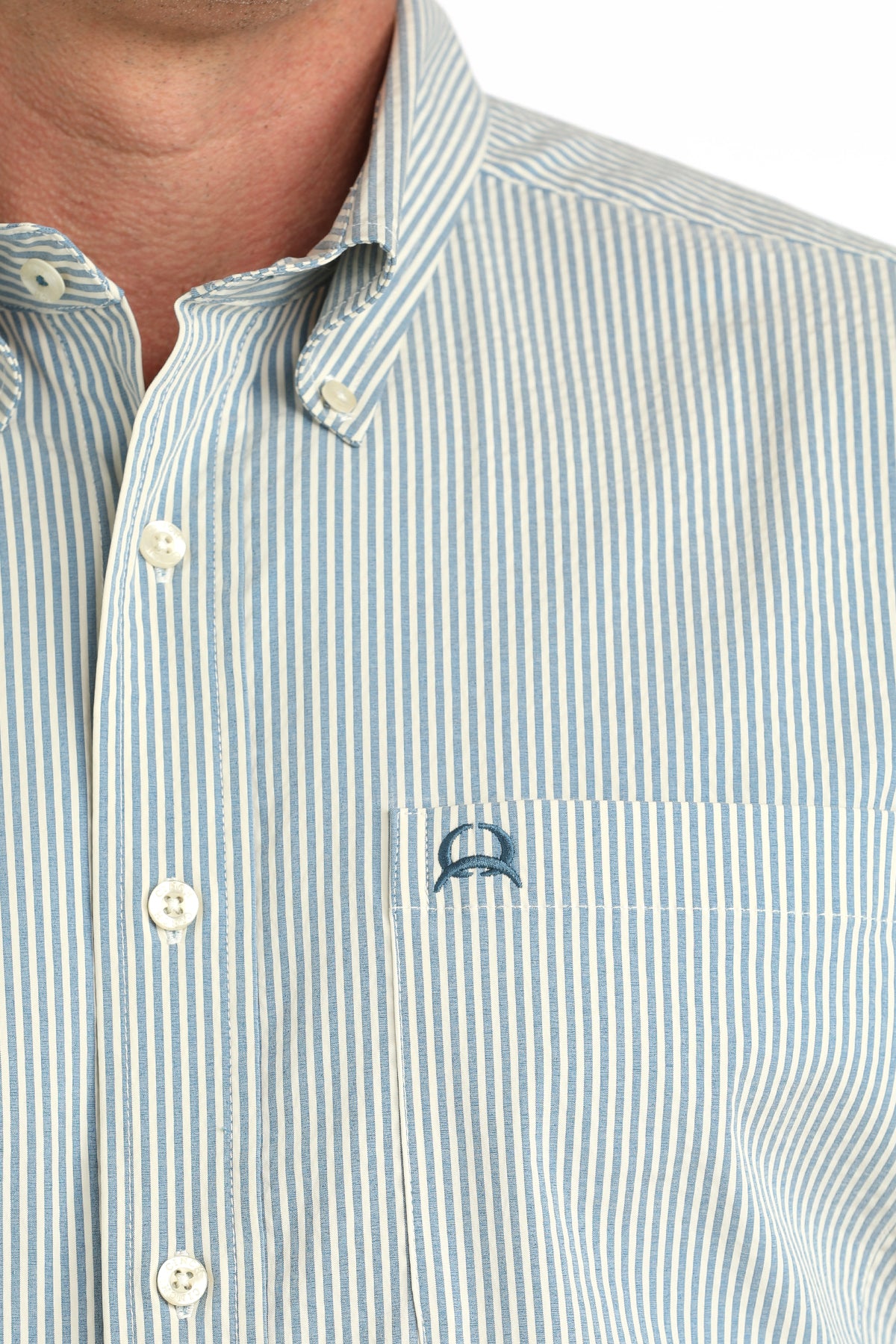 CINCH Mens Short Sleeve Blue Striped Arenaflex