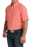 CINCH Mens Short Sleeve Red Plaid Arenaflex Button Down