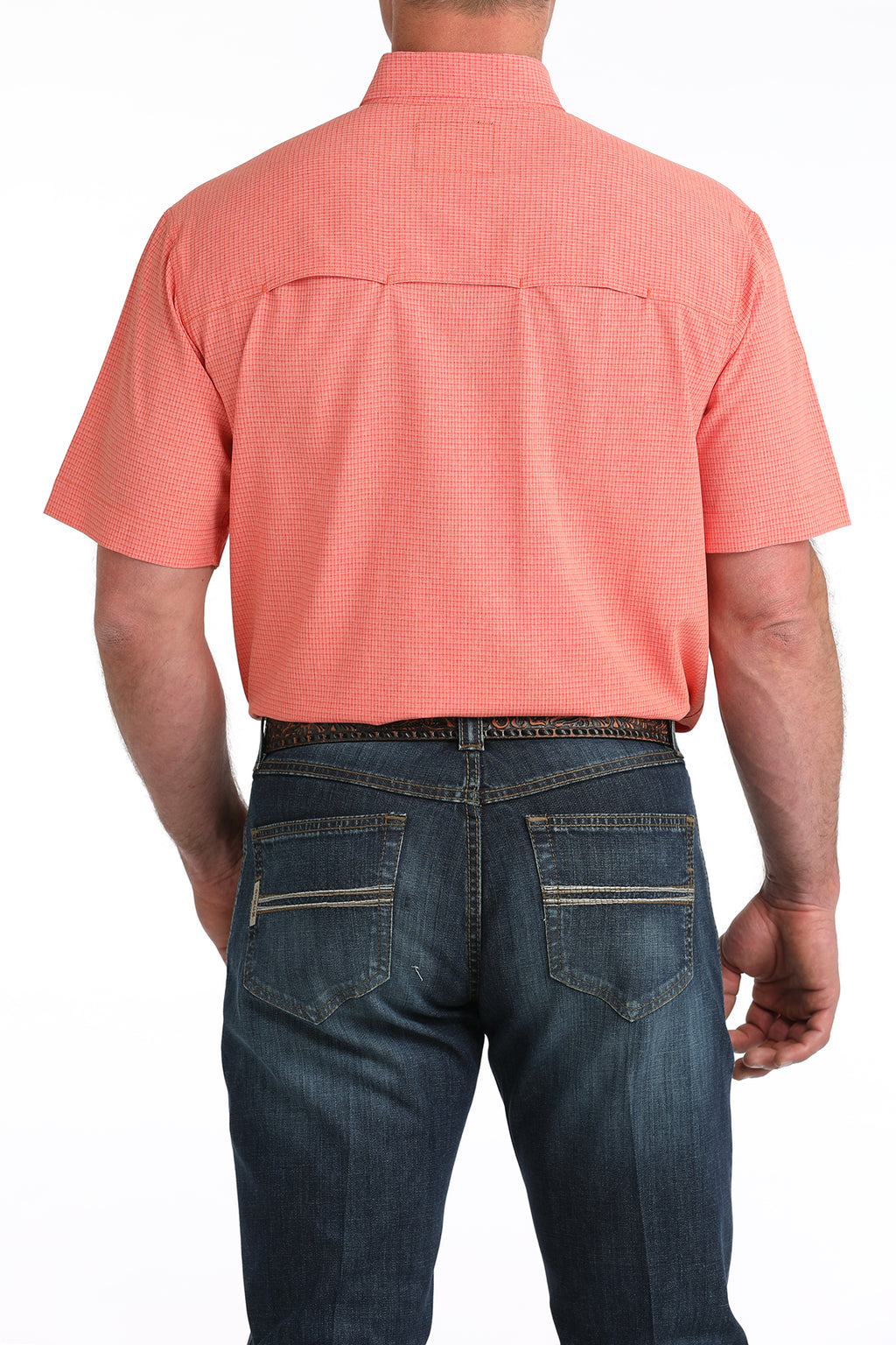 CINCH Mens Short Sleeve Red Plaid Arenaflex Button Down