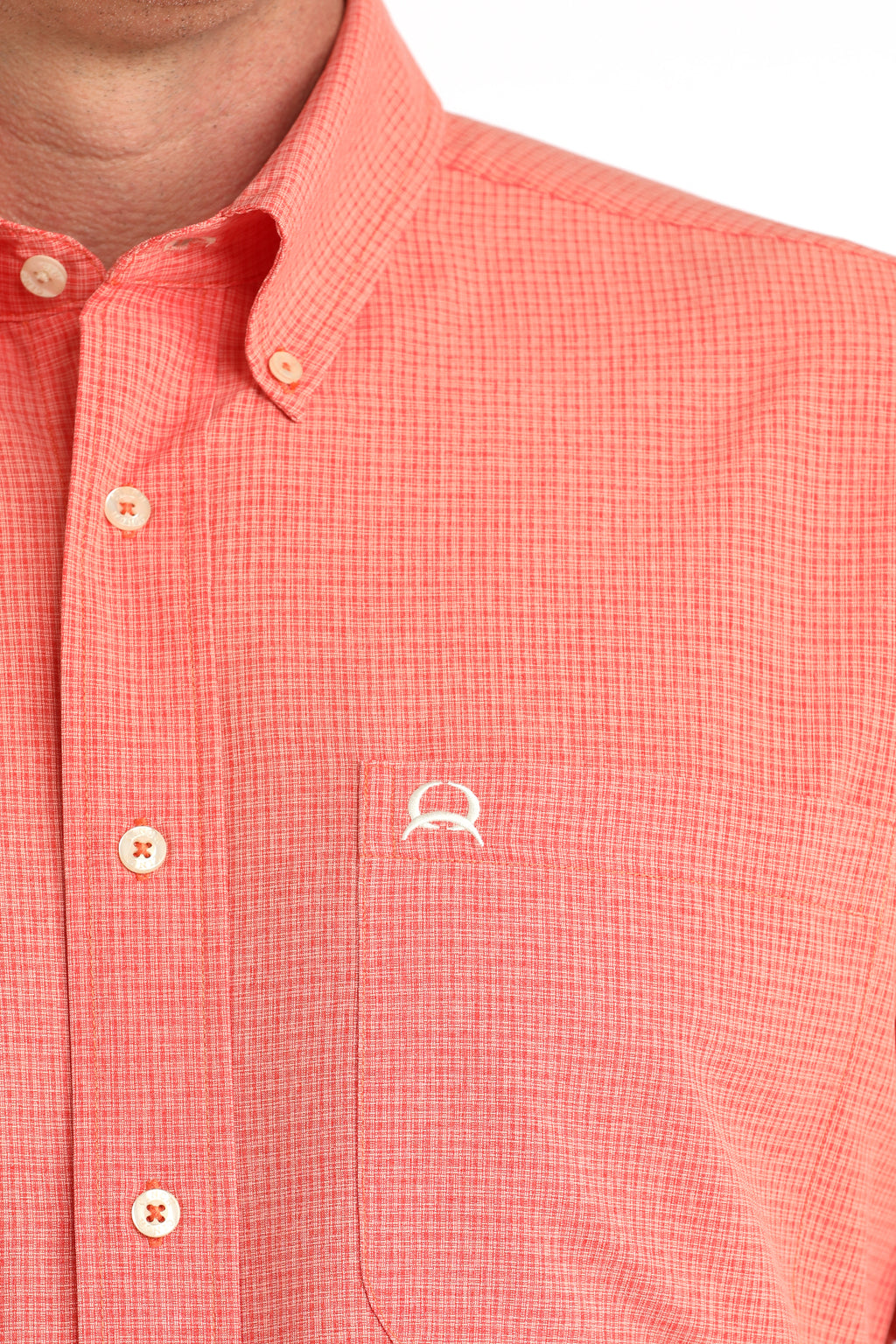 CINCH Mens Short Sleeve Red Plaid Arenaflex Button Down