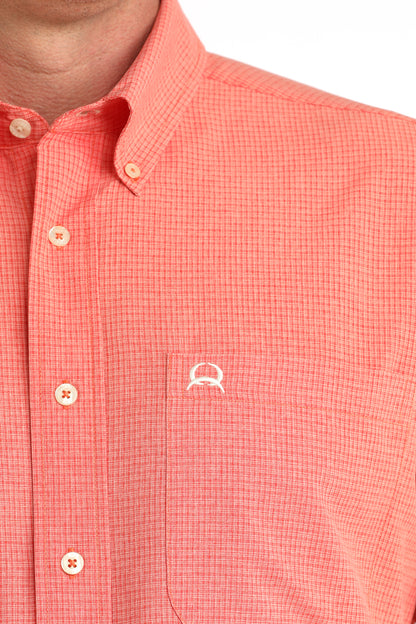 CINCH Mens Short Sleeve Red Plaid Arenaflex Button Down