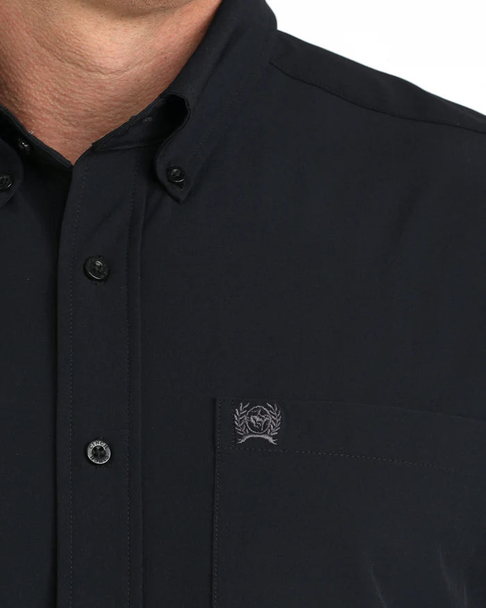 Cinch Men's Solid Long Sleeve Arenaflex Button Down Western Shirt - Black