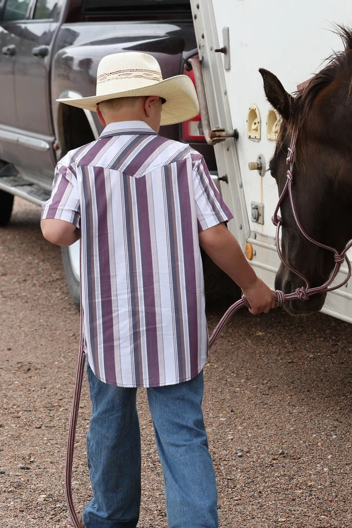 CINCH Boys Stiped Short Sleeve Snap Shirt