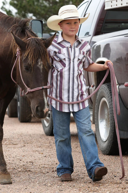 CINCH Boys Stiped Short Sleeve Snap Shirt