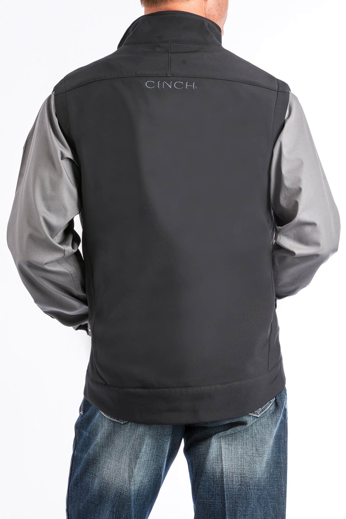 Cinch Men's Black Solid Bonded Softshell Vest
