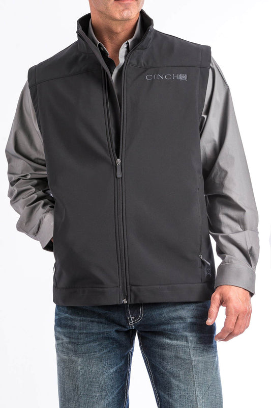 Cinch Men's Black Solid Bonded Softshell Vest
