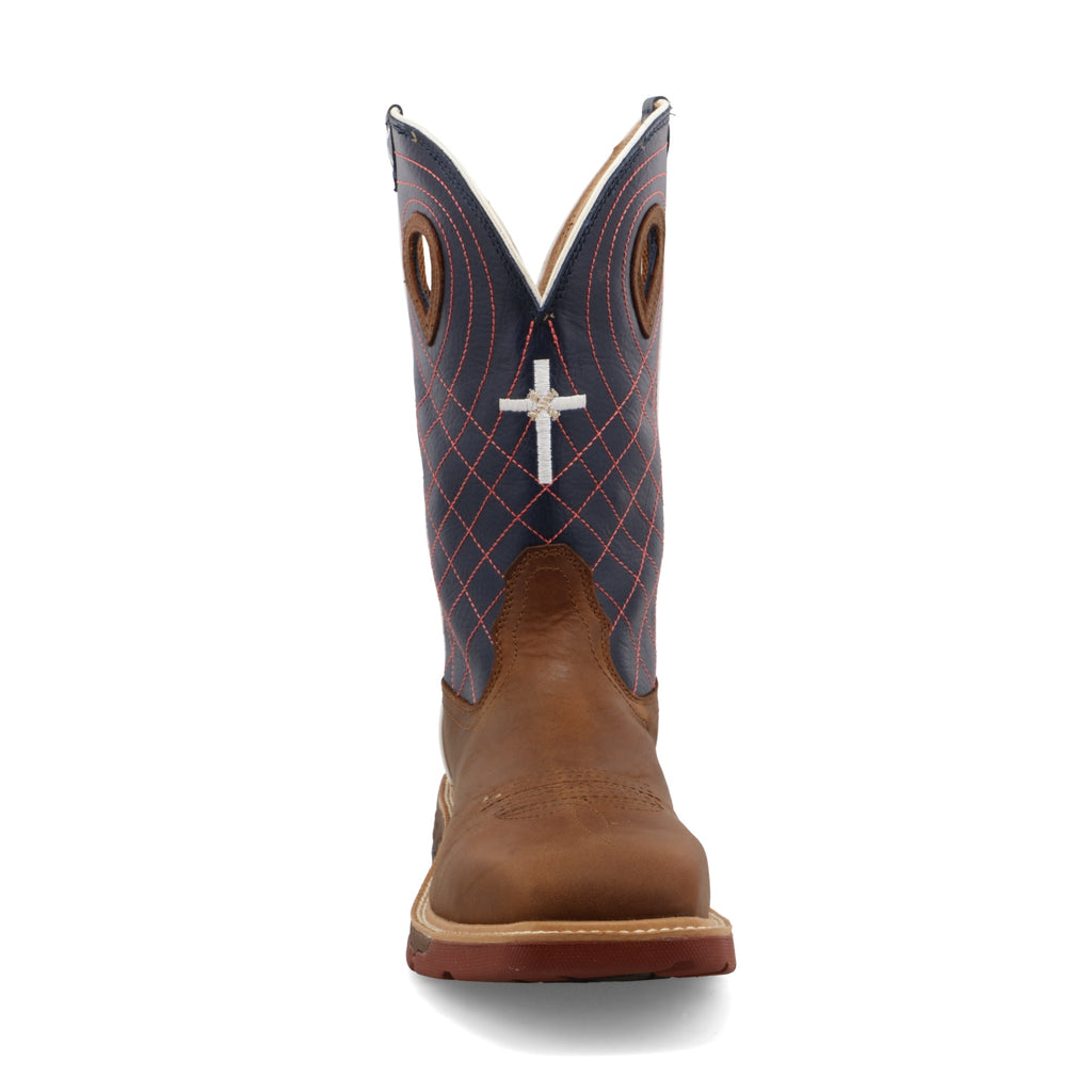 Twisted X 12" Western Work Boot- Mocha & Navy