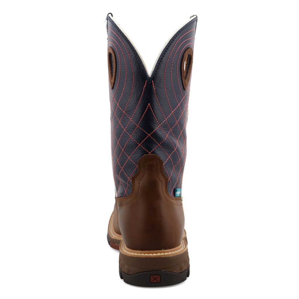 Twisted X 12" Western Work Boot- Mocha & Navy