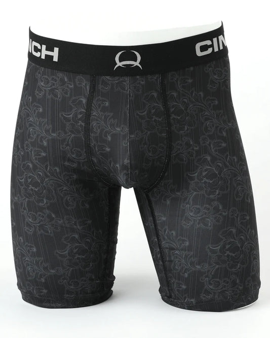 Cinch Mens 9" Black Floral Boxer Brief
