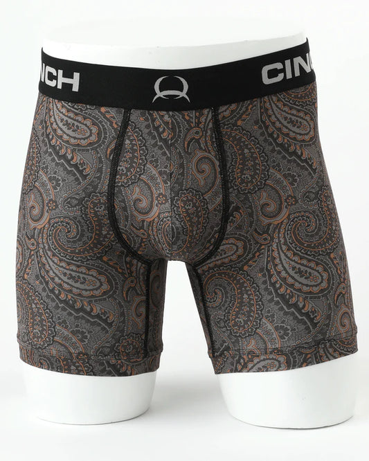 Cinch Mens 6" Brown Paisley Boxer Brief