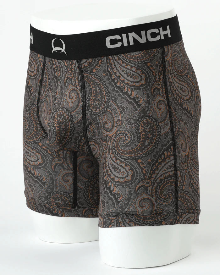 Cinch Mens 6" Brown Paisley Boxer Brief