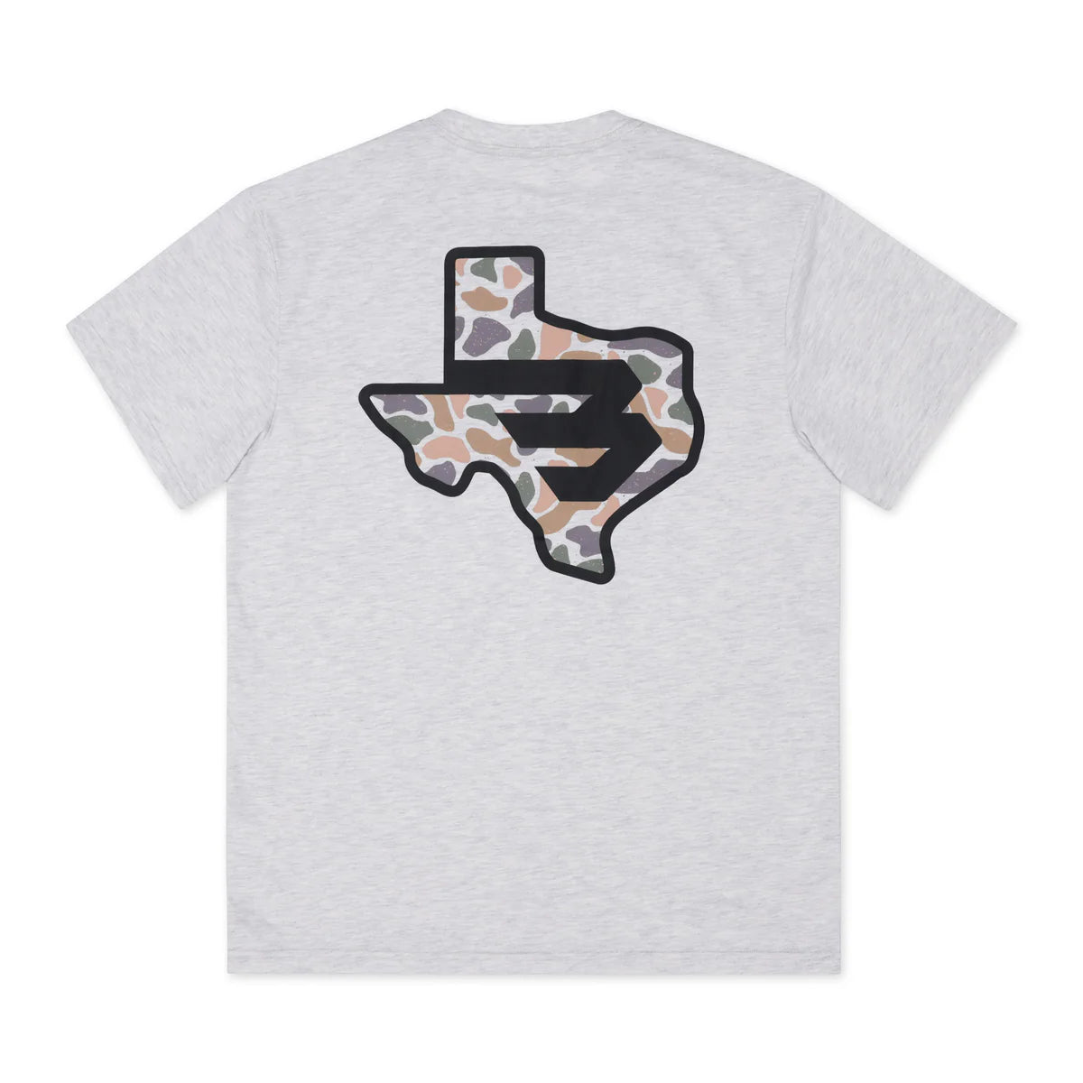 Short Sleeve Tee - Texas Camo Flying B Logo - Heather Ash Grey