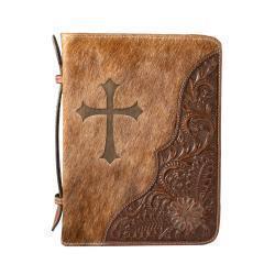 Nocona Bible Cover Branded Cross Brown