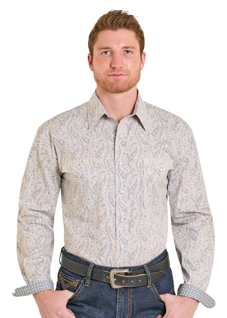 Rough Stock Subtle Paisley Long Sleeve Snap Shirt