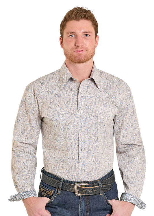 Rough Stock Subtle Paisley Long Sleeve Snap Shirt