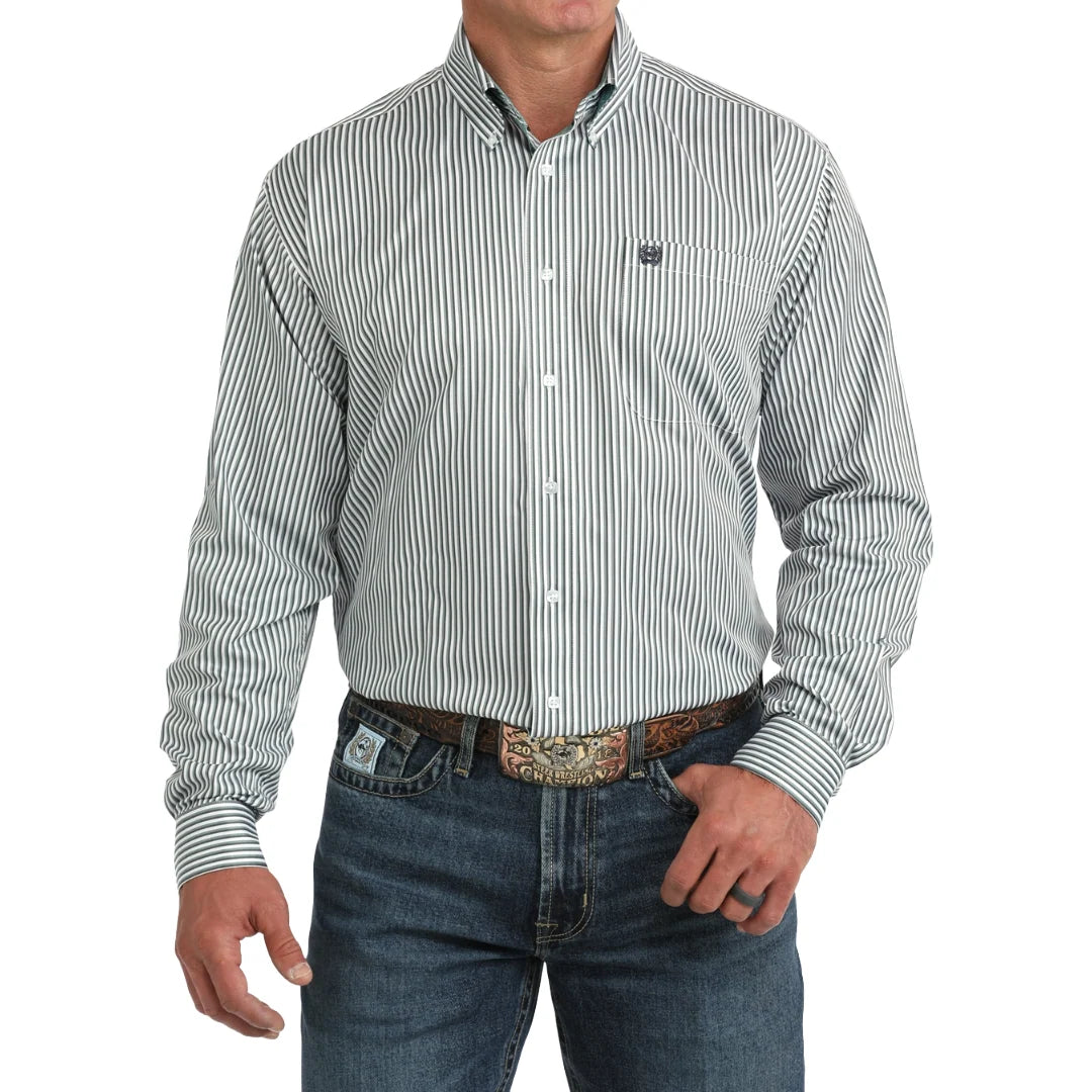 Cinch Men's Blue Striped Button Down