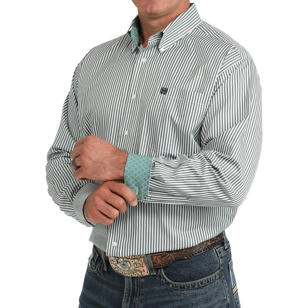 Cinch Men's Blue Striped Button Down