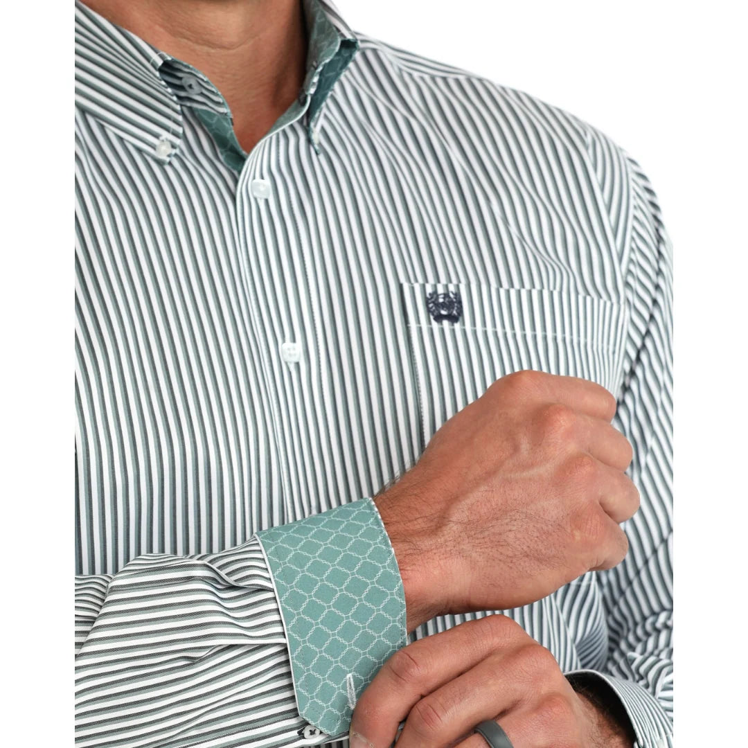 Cinch Men's Blue Striped Button Down