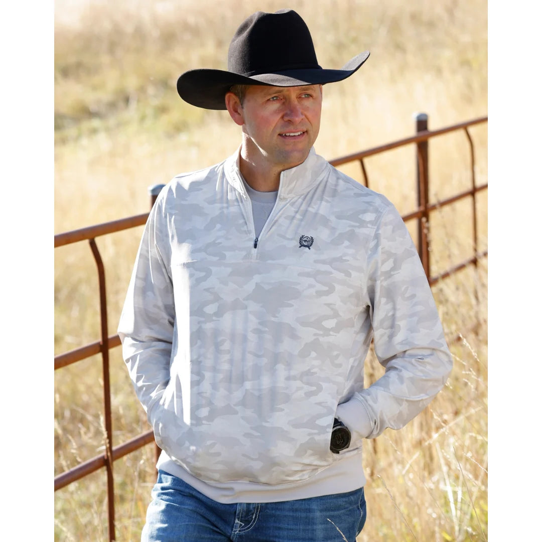 Cinch Men's Gray Camo 1/4 Zip Pullover