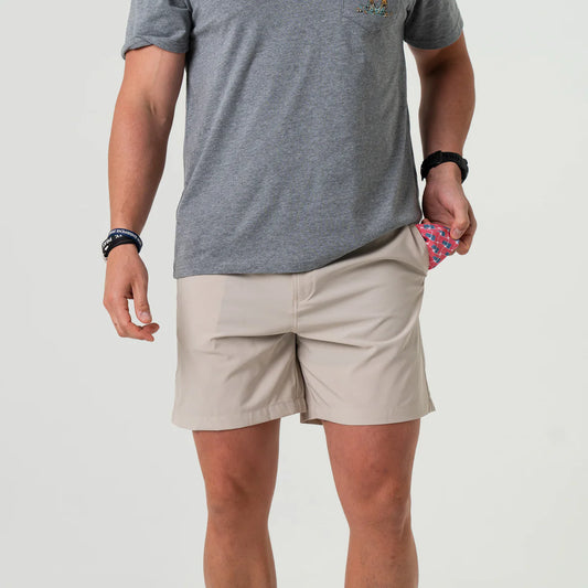 Burlebo Everyday Short - Light Khaki - American Flag Pocket