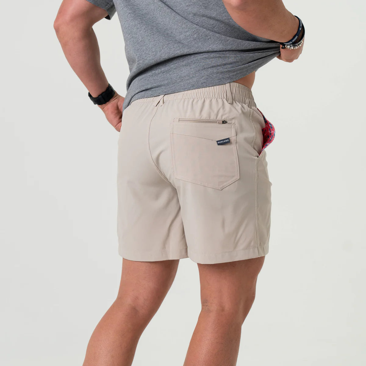 Burlebo Everyday Short - Light Khaki - American Flag Pocket