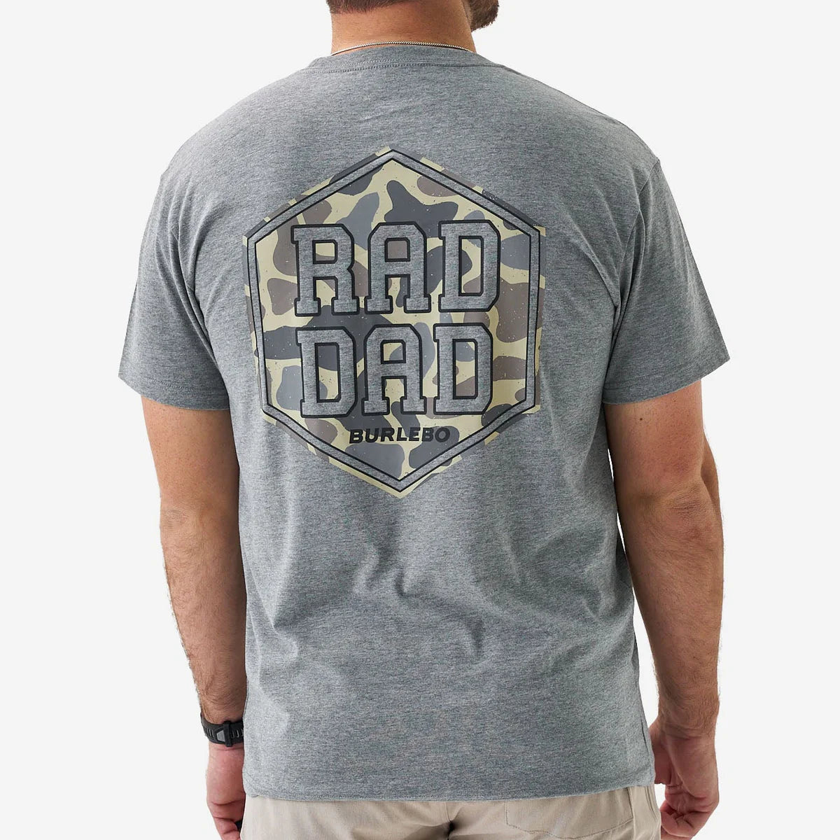 Short Sleeve Tee - Rad Dad Deer Camo - Dark Heather Grey