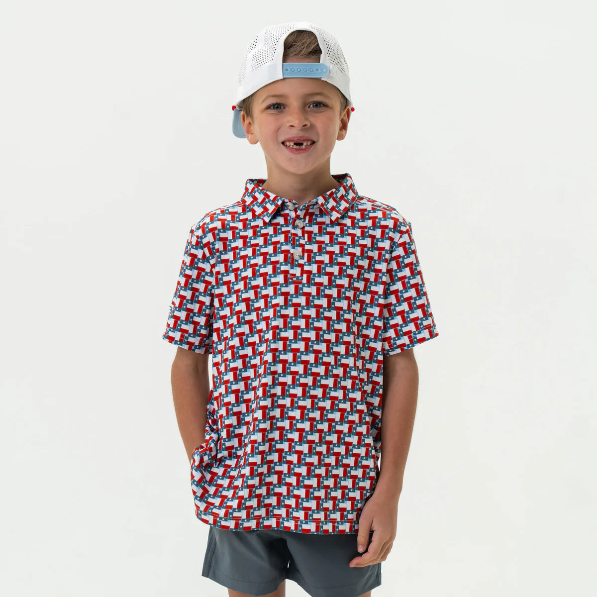 Burlebo Youth Polo - Texas Flag Print